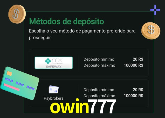 O cassino owin777 oferece uma grande variedade de métodos de pagamento